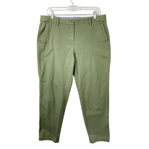 Talbots Womens Chinos Pants Size 12 Green Relaxed Ankle Tapered Stretch Casual